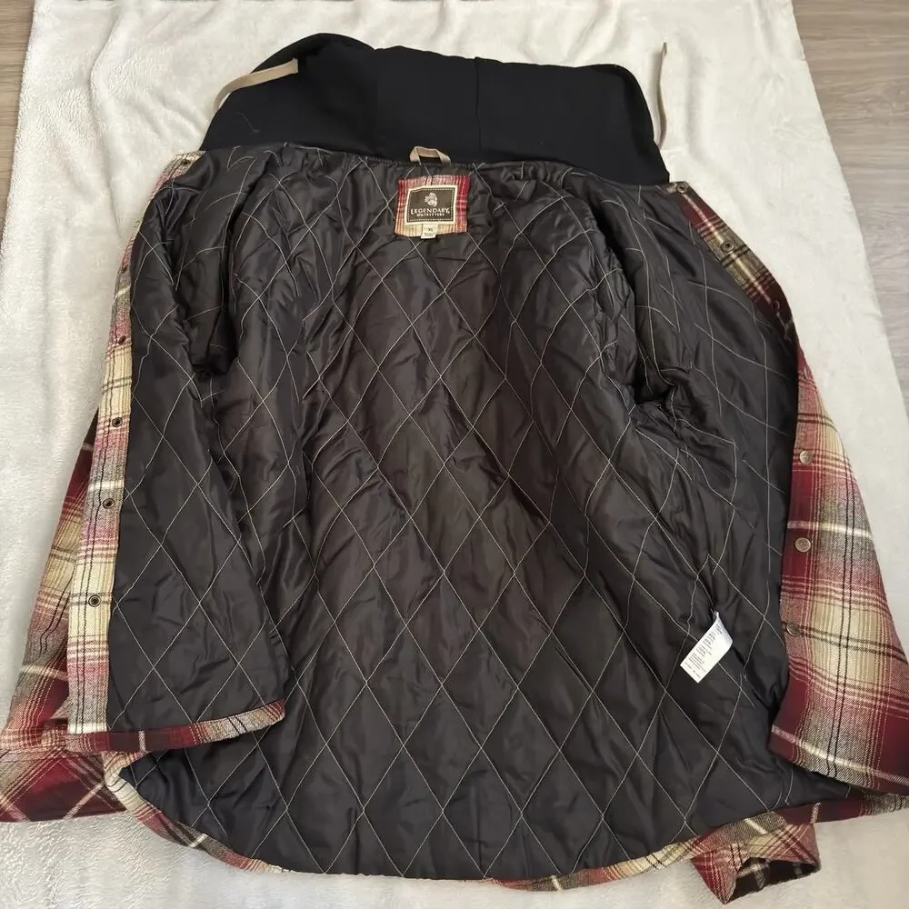 Legendary Whitetails Men’s XL Plaid Hooded Flannel Shirt Jacket Quilted Lined